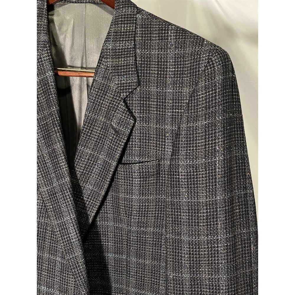 VTG Charles Jourdan‎ Monsieur 42R Gray Windowpane Flecked Tweed Wool Sport Coat
